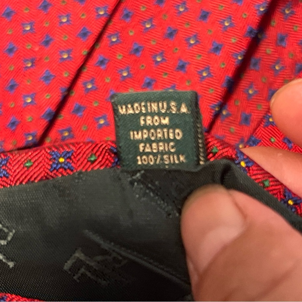 Lauren Ralph Lauren Men's Silk Tie Red, - Picture 5 of 7